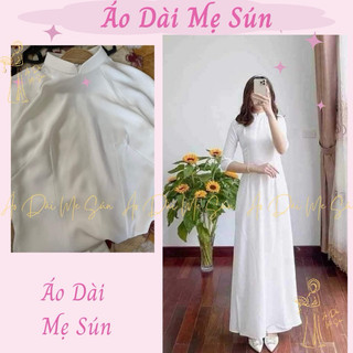 Áo dài học sinh 2 tay thường lụa mỹ màu trắng kem