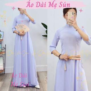 Áo Dài Học Sinh Lụa Mỹ Trắng Xanh 2 tà Tay Dài/ Tay Lỡ