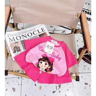 Bộ cộc cotton in hình bé gái kute