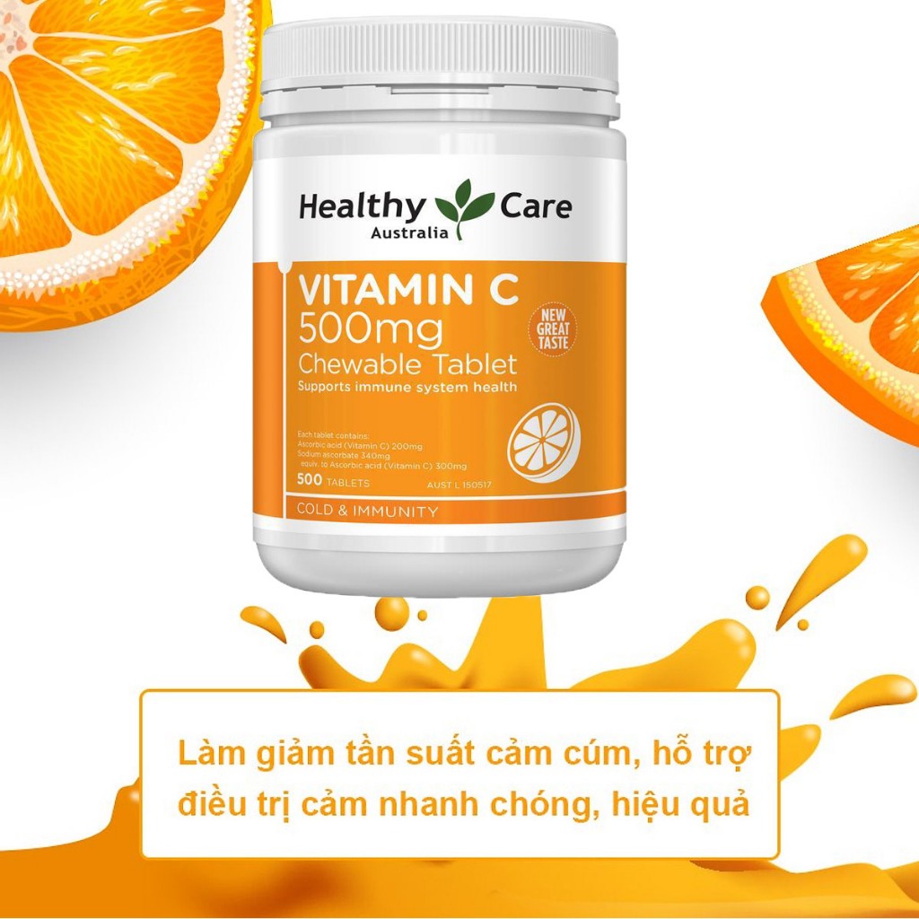 Vitamin C Heathy Care 500mg, Viên Tăng Cường Sức Đề Kháng 500 Viên