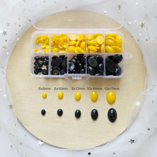 Hộp 180 hạt mắt nhựa oval trang trí búp bê, thú bông