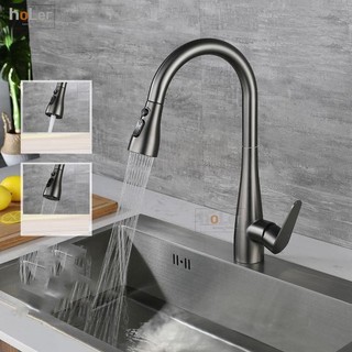 Vòi Rửa Chén Bát Nóng Lạnh VÒI RÚT N4005 ĐỒNG THAU PHỦ NANO XÁM ĐEN chén rút xám đầu tròn