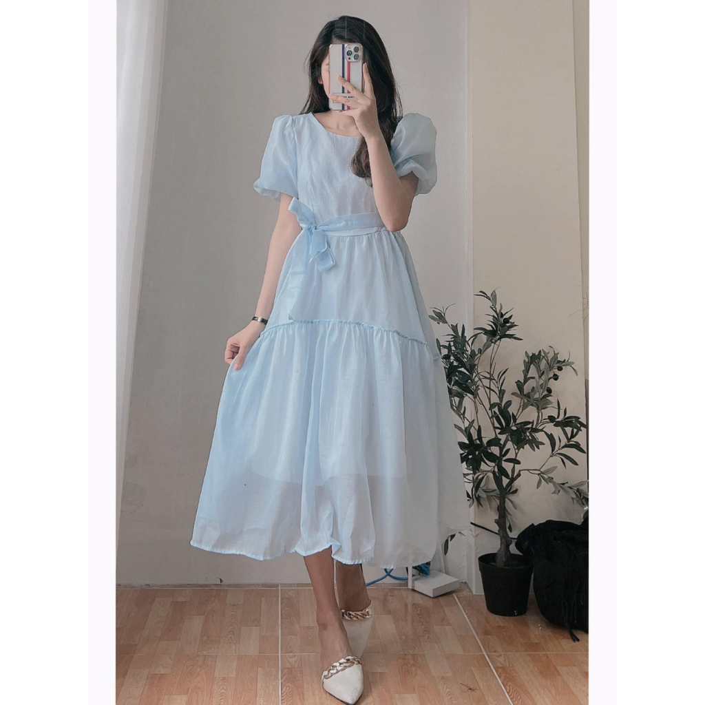 Đầm/Váy voan công chúa xòe tay bồng 2 lớp siêu xinh - Momiji Store