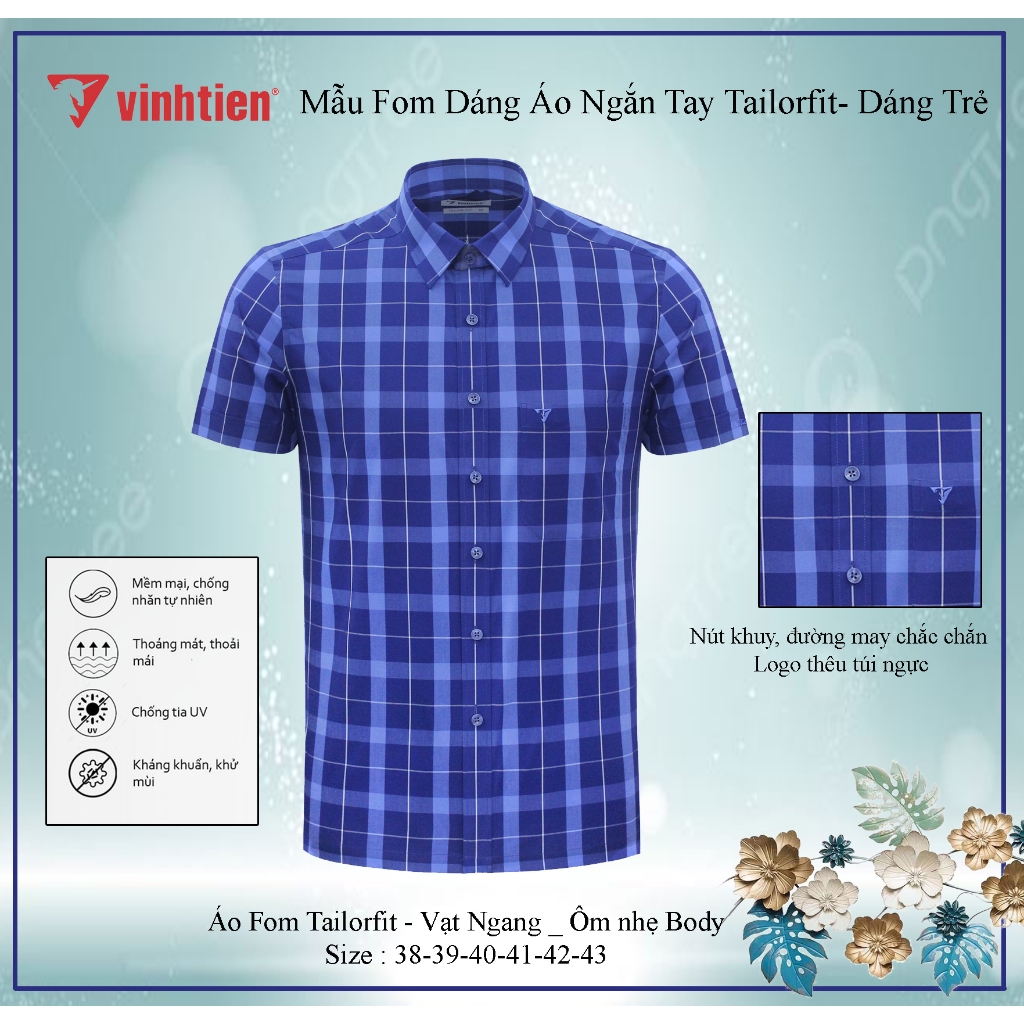 Áo Sơ Mi Bamboo Ngắn Tay Dáng Tailor- Vạt Ngang Vĩnh Tiến 430