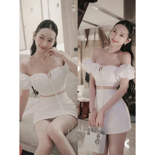 Set áo tay bồng chân váy form a