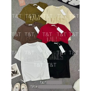 Áo thun nữ tay ngắn cổ tròn chữ cườm Girls hàng Quảng Châu chất cotton form vừa, áo phông mùa hè hàn quốc 791