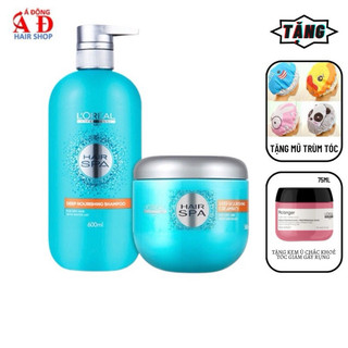 Combo dầu gội & dầu hấp cấp ẩm cho tóc khô L'Oréal Hair Spa 600ml/500ml 
