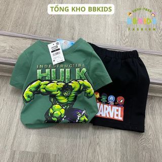 [13-35kg]Bộ cotton bé trai người HULK xanh M/ARVEL dư xịn BBKIDS