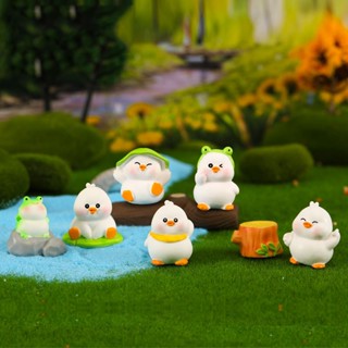 Set 5 vịt và ếch mini dễ thương trang trí bàn làm việc, tủ sách, quà tặng, tiểu cảnh