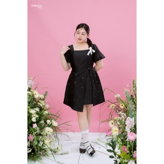 Đầm cổ vuông tay đèn lồng đính đá BIGSIZE (55kg đến 95kg) - 24YD108 - [BUstu Bigsize]