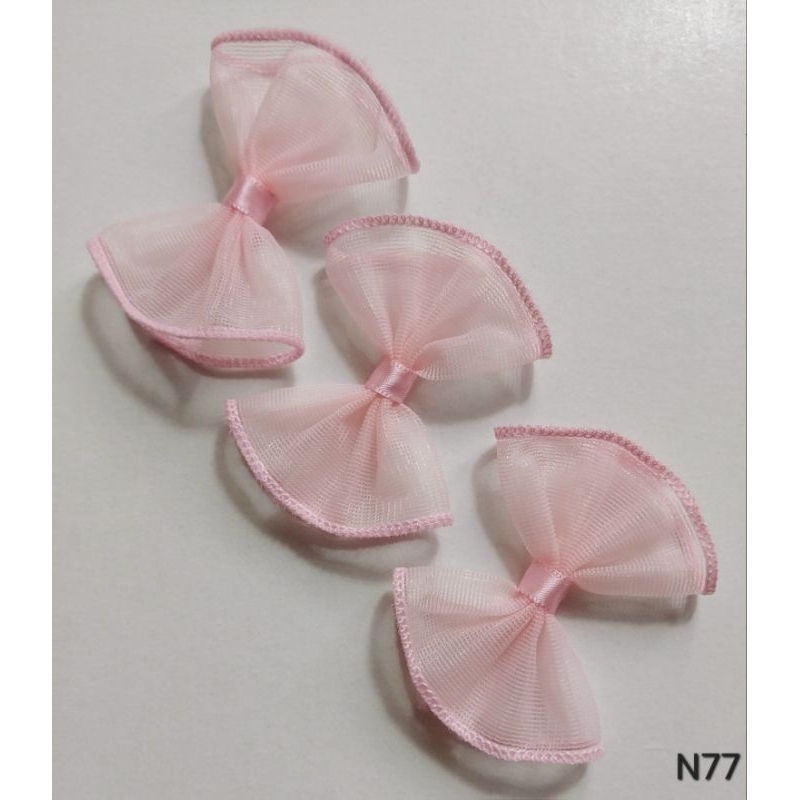 Nơ lưới màu hồng nhạt 4x6cm/ túi 10 nơ (N77)