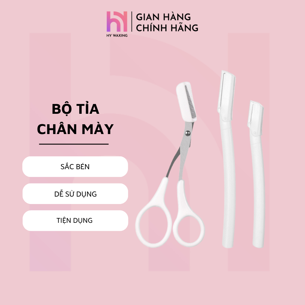 [Top Value] Bộ 3 Dụng Cụ Tỉa Chân Mày HY WAXING Không Gỉ Tiện Dụng Cao Cấp CI-126