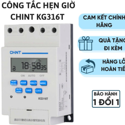 Bộ hẹn giờ thông minh, công tắc hẹn giờ KG316T Chint, timer hẹn giờ điện tử CHINT, rơ le thời gian k