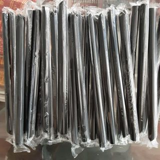 1kg Ống Hút Nhựa Đen Phi 12 Có Màng Bọc, Ống Hút Trà Sữa có bọc màng
