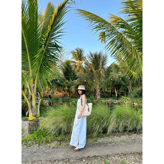 đầm 2dây bản to linen 2 lớp