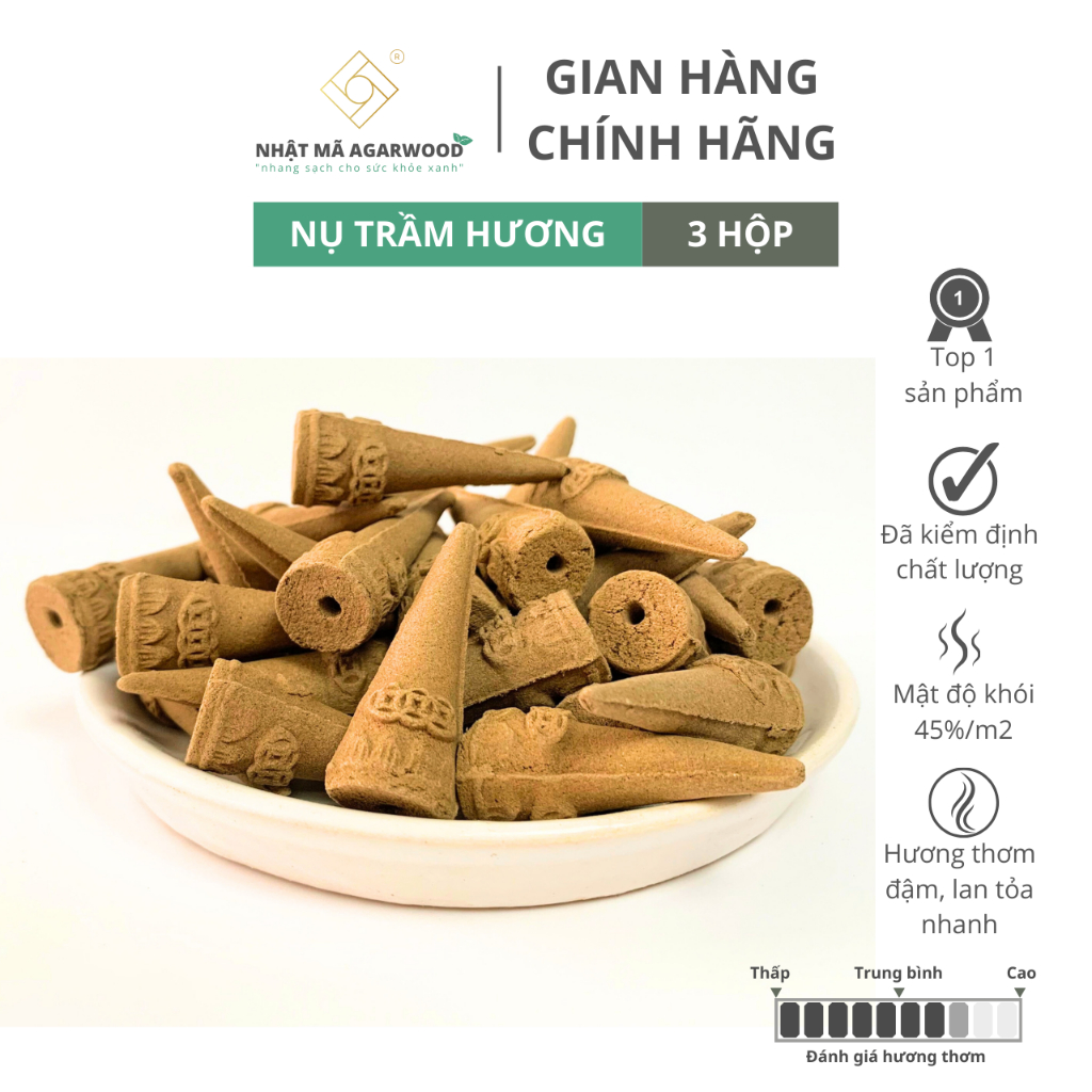 Combo 3 hộp nụ trầm hương, trầm nụ cao cấp - Nhật Mã Agarwood - Hộp 70gram ~44 nụ