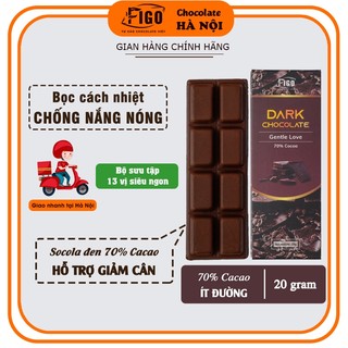 [Bar 20gr] Dark Chocolate 70% Cacao FIGO, Kẹo Socola đen đắng 70% Cacao, Vị đắng vừa, Ăn Giảm cân, Giảm stress