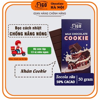 [Chính hãng] Socola sữa 50% Cacao nhân Cookie Thanh 50gr | Milk Chocolate Cookie Thương hiệu ChocolateFigo ĂN LÀ NGHIỀN