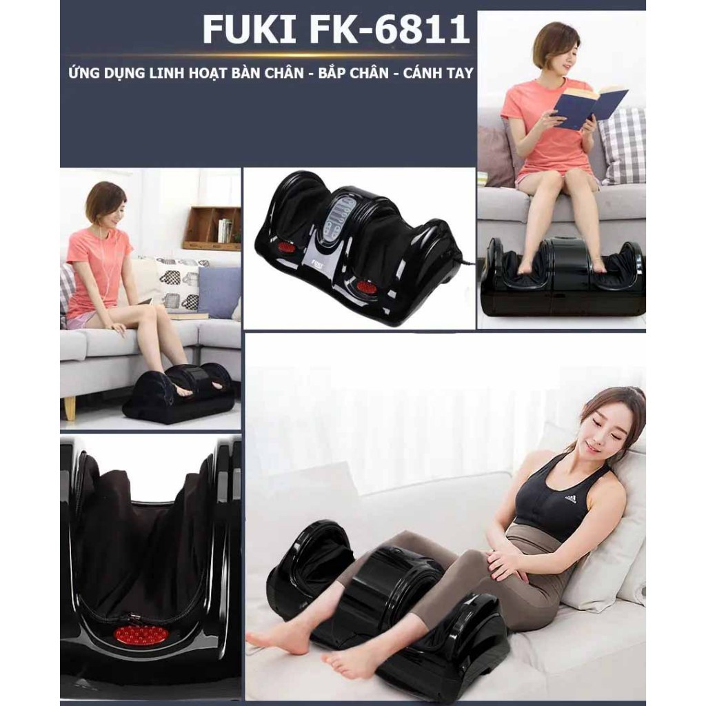 Máy Massage Chân Hồng Ngoại Fuki Nhật Bản FK- 6811 Con Lăn Massage Lòng Bàn Chân Kết Hợp Túi Khí, Nhiệt Hồng Ngoại