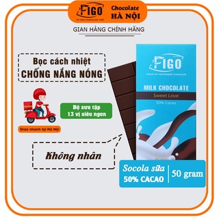 [Chính hãng] Socola sữa 50% Cacao hiệu ChocolateFigo | Milk Chocolate Thanh 50gr ĂN LÀ NGHỀN, đậm đà vị socola đắng béo