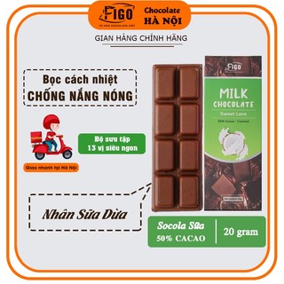 [Chính hãng] Bar 20gr- Milk Chocolate, Kẹo Socola sữa 50% Cacao nhân Sữa dừa giòn tan ngay trong miệng, Ăn là nghiện