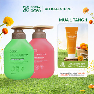 Dầu Gội Xả Hữu Cơ Bưởi Trà COCAYHOALA VIETNAM, Dưỡng Tóc Chắc Khỏe, Mềm Mượt Tự Nhiên- Dung Tích 350gr