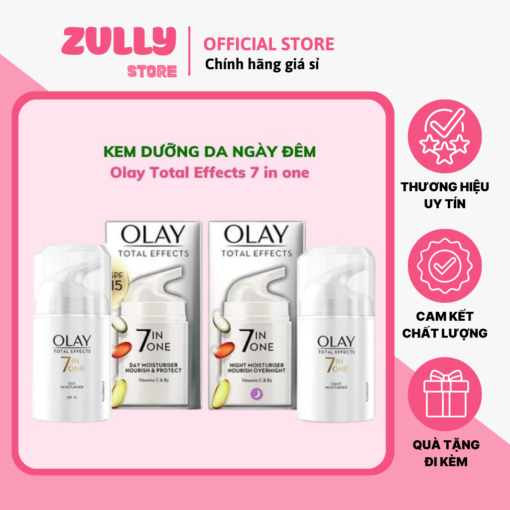 Kem Dưỡng Olay Total Effects 7 In 1 Ngày Và Đêm 50ml Chống Lão Hóa, Sáng Da Giúp Da Luôn Mịn Màng Zu