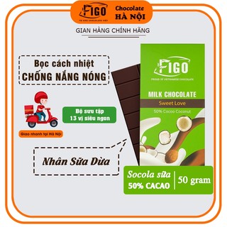 Socola sữa 50% cacao figo nhân sữa dừa | milk chocolate coconut thương hiệu chocolatefigo ăn là nghiền