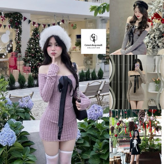 Đầm len đũa trễ vai tay dài k4223 - carotshop