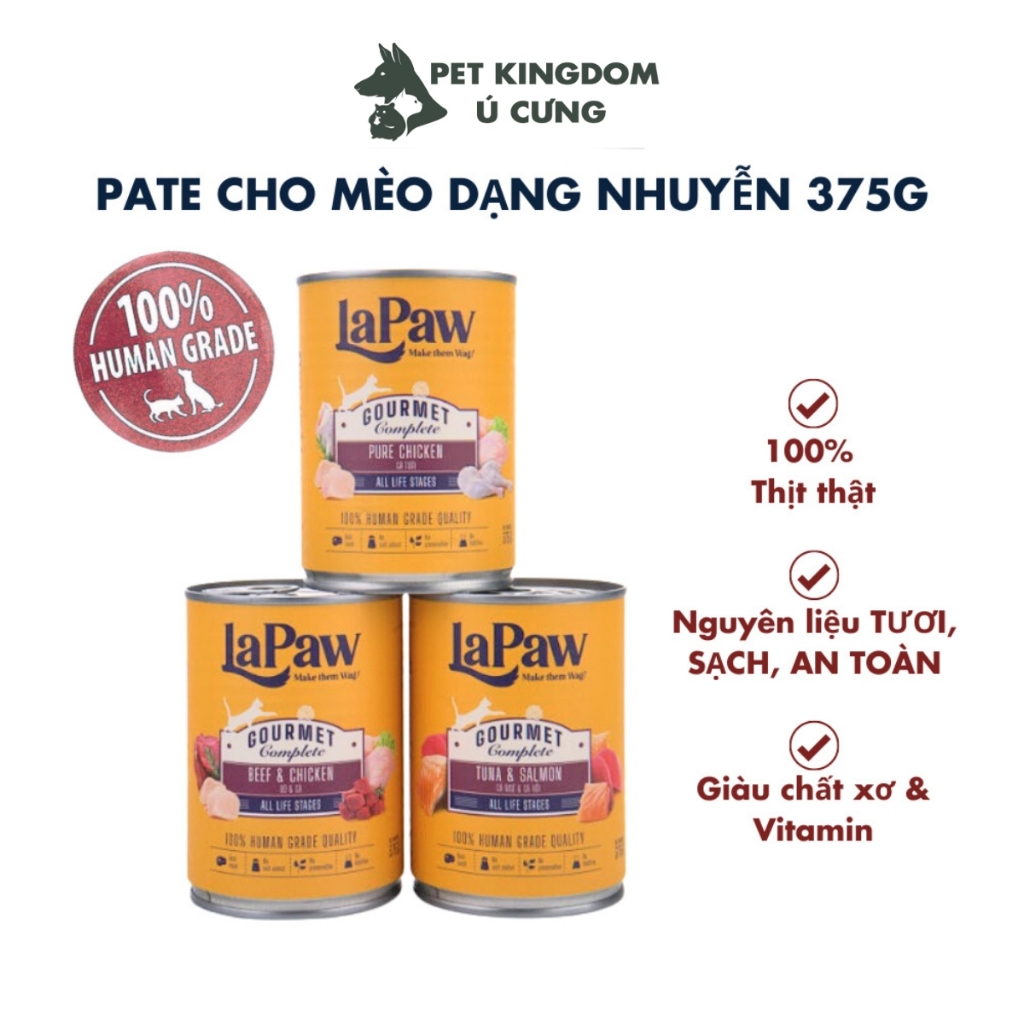 Pate Cho Mèo Lapaw Gourmet Dạng Nhuyễn Lon 85g, 375g
