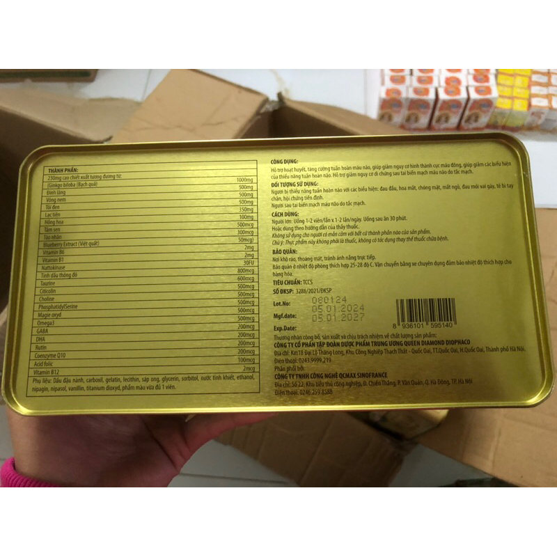 HỘP SẮT 60 VIÊN BỔ NÃO GINKGO BILOBA EXTRA GOLD 5000MG NHẬP KHẨU HÀN QUỐC
