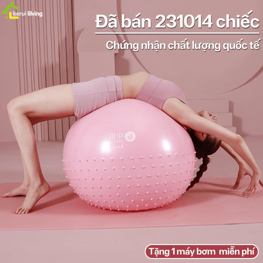Bóng AIGE tập gym, thể hình cho nữ có gai chống trơn trượt tặng kèm máy bơm miễn phí tiện lợi gym