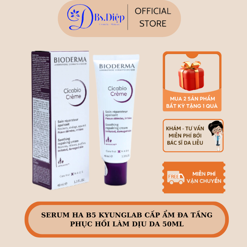 Kem Bioderma Dưỡng Ẩm, Phục Hồi, Làm Dịu Da Tổn Thương Bioderma Cicabio Creme 40ml