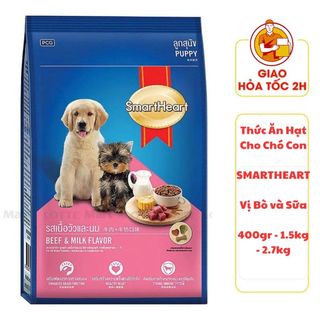 (CÓ QUÀ TẶNG) Thức Ăn Hạt SMARTHEART Cho Chó Con - Vị Bò và Sữa - 400gr - 1.5kg - 2.7kg
