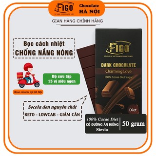 [BỌC CÁCH NHIỆT] Socola đen đắng 100% Cacao Đường ăn Kiêng Figo, Dark Chocolate 100% Diet Cacao Hộp 50gr