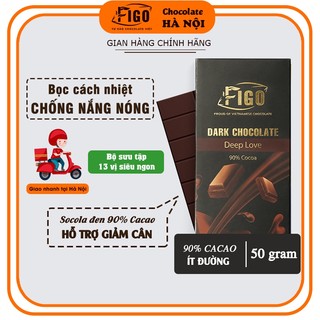 [ƯU ĐÃI SP MỚI] Dark Chocolate 90% Cacao, Socola đen đắng 90% Cacao Figo Hộp 50gr Keto, Giảm cân/