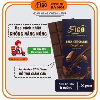 [Chính hãng] Socola đen nguyên chất 85% Cacao ít đường Thanh 100gr | Dark Chocolate 85% Cacao FIGO Ăn kiêng, Giảm cân