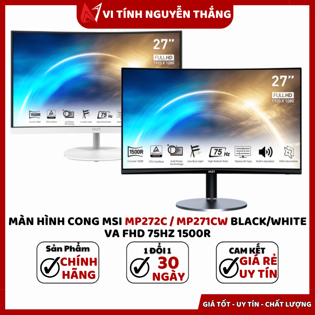 MÀN HÌNH LCD 27″ MSI PRO MP271CW FHD 75HZ CONG TRẮNG