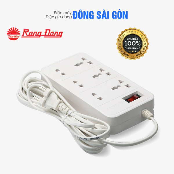 [RẠNG ĐÔNG] Ổ cắm kéo dài 2m/5m Model: OC06 6C/2M/10A Rạng Đông