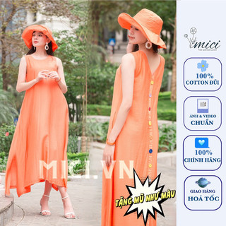 Đầm đũi tơ suông kèm mũ đi chơi, đi dạo phố 𝐌𝐈𝐂𝐈 𝐭𝐡𝐞̂́ 𝐠𝐢𝐨̛́𝐢 đ𝐨̂̀ 𝐥𝐚𝐧𝐡
