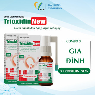 Combo 3 Chai - Xịt Họng Trioxidin New VCP Pharma - Hỗ Trợ Giảm Nhanh Đau Họng, Ngứa Rát Cổ Họng, Ho