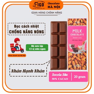 [Chính hãng] Bar 20gr- Milk Chocolate, Kẹo Socola sữa 50% Cacao nhân Hạt Hạnh nhân giòn tan ngay trong miệng, chất lượng