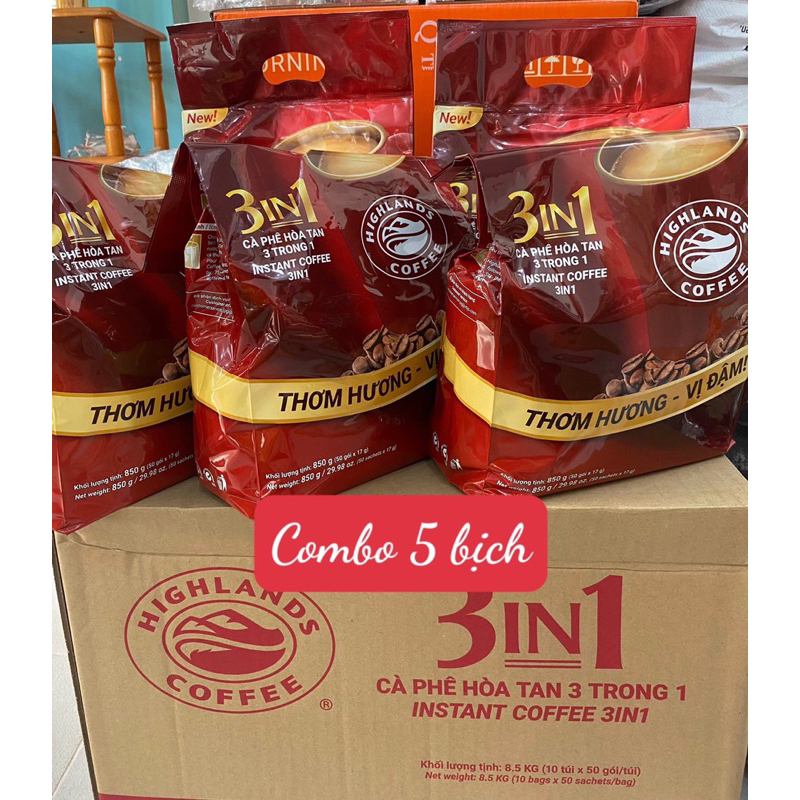 HIGHLANDS COFFEE 3IN1-Combo 5 bịch*50 gói*17g
