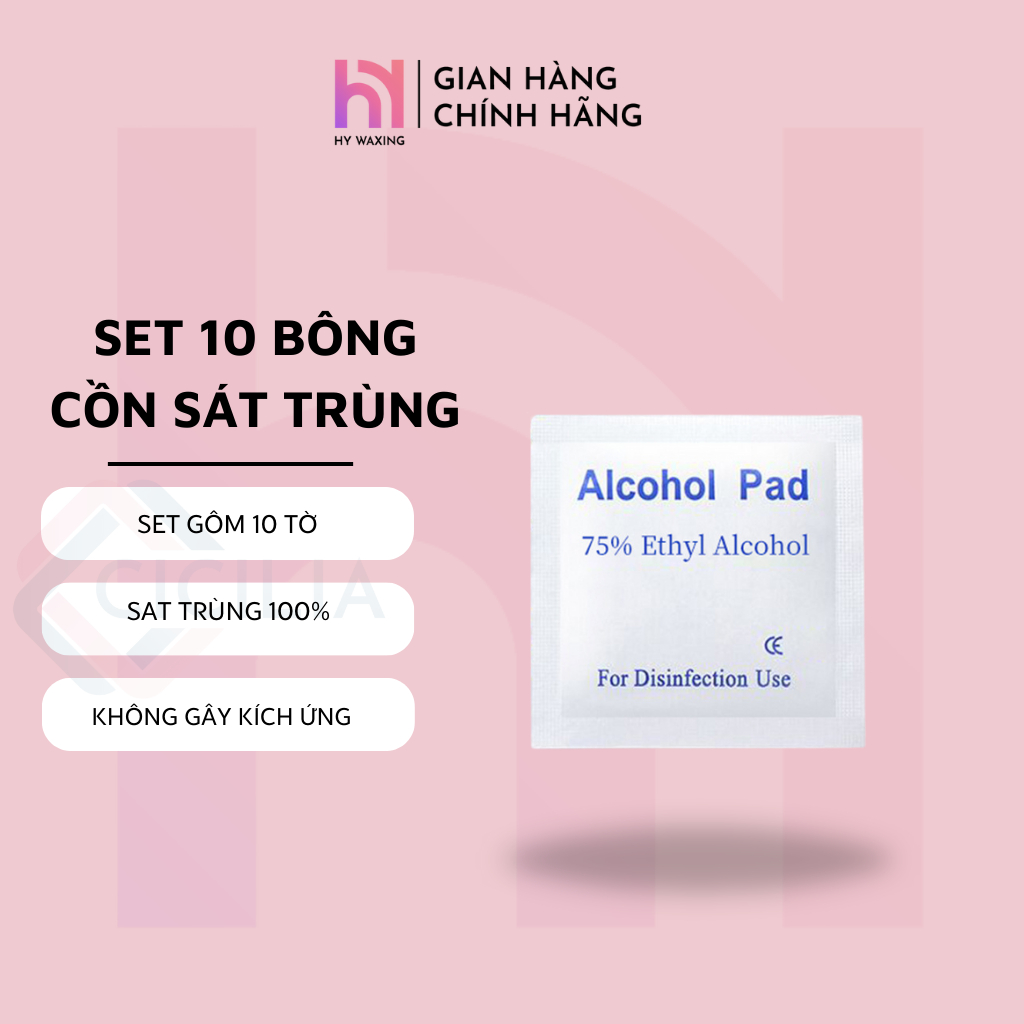 Set 10 Miếng Bông Tẩm Cồn Sát Trùng HY WAXING Alcohol Pad CI-134