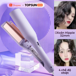 Máy Uốn Tóc Xoăn Sóng Nước Hippie 32mm Gốm Sứ Ceramic Cao Cấp, Máy Làm Xoăn Sóng Nước Chỉnh Nhiệt X505