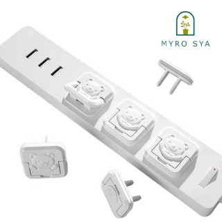 Set 10 chiếc bịt ổ điện 2 chân hình gấu SSS có quai an toàn cho bé