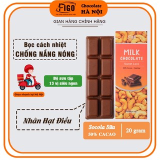[Chính hãng] Bar 20gr- Milk Chocolate, Kẹo Socola sữa 50% Cacao nhân Hạt điều giòn tan ngay trong miệng, chất lượng