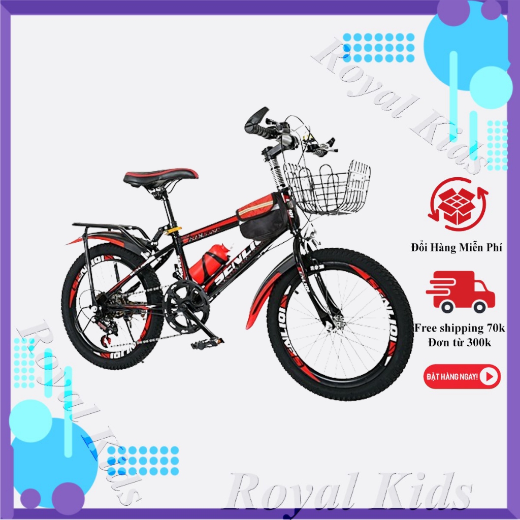 Xe đạp thể thao trẻ em JINBAO tăng xích có gác ba ga bình nước và giỏ size 20 - 22 24inch Royal Kids