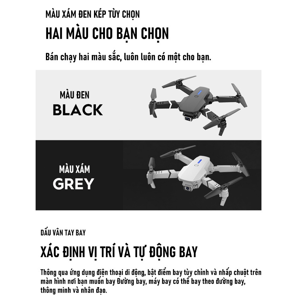Drone camera 4k mini Máy Bay Điều Khiển Từ Xa E88 Pro Drone 4K HD Camera, Chất lượng hình ảnh siêu rõ ràng | BigBuy360 - bigbuy360.vn