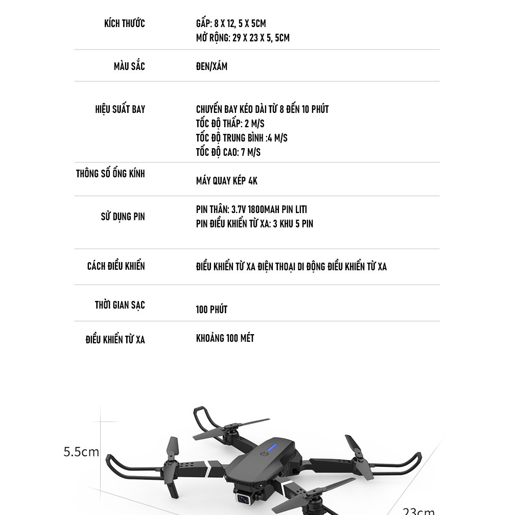 Drone camera 4k mini Máy Bay Điều Khiển Từ Xa E88 Pro Drone 4K HD Camera, Chất lượng hình ảnh siêu rõ ràng | BigBuy360 - bigbuy360.vn